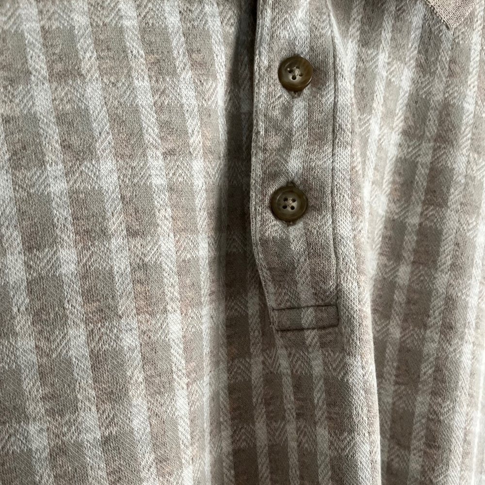 Geoffrey Beene MENS Tan and Creme Polo Shirt Sz L - Picture 2 of 4
